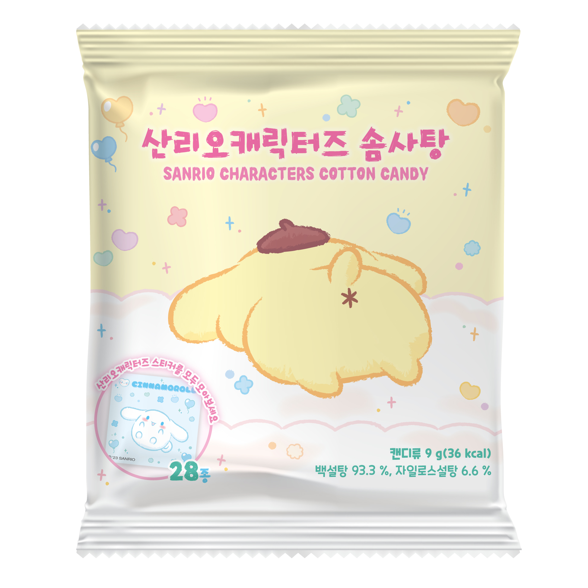 산리오캐릭터즈 솜사탕8g 1개 랜덤 스티커 : 스위트바이킹