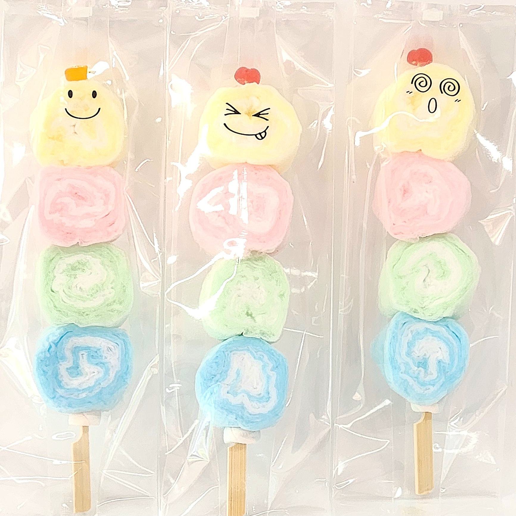 롤솜사탕 꼬치 네가지색 어린이집답례품 생일 간식 : 별별솜사탕