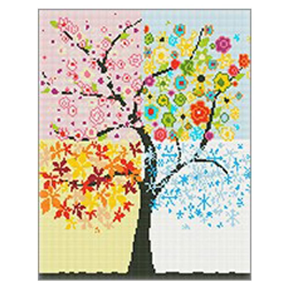 DIY 보석 비즈 풍경 큐빅 40X50 사계나무 아트 큐브 패키지 십자수 인피니티 취미 : 트로이몰