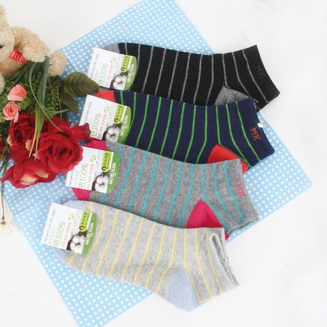 여성 양말 여자 캐주얼 인기 단목 면 묶음 줄무늬 3켤레 정장 중목 흰 스포츠 러닝 장목 여름 : 트릭스몰