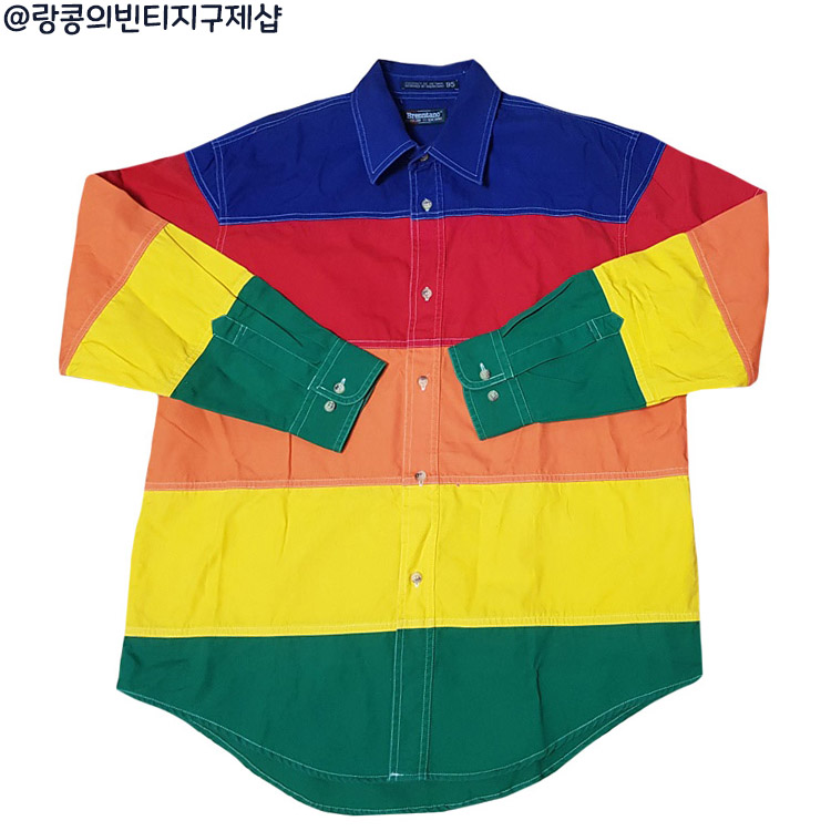 올드스쿨 빈티지 무지개 패턴 남방 : 랑콩의빈티지구제샵