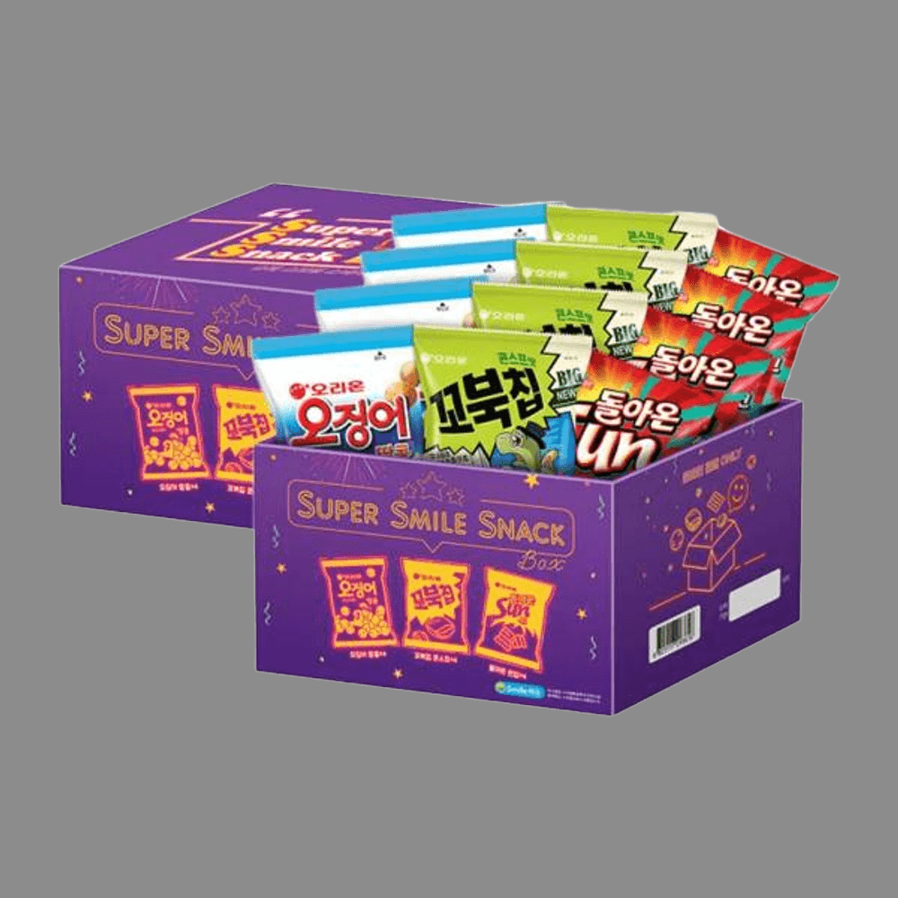 오리온 슈퍼 스마일 스낵 박스 432g x2개 (오징어땅콩+꼬북칩+썬칩) : 유 나 샵