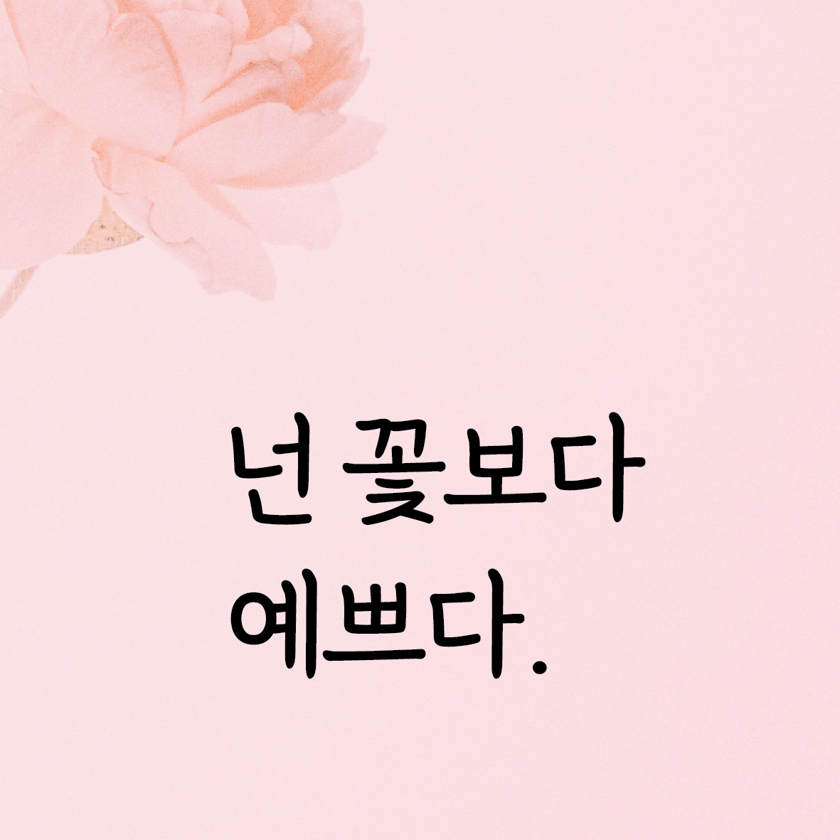 넌꽃보다예쁘다 감성문구 레터링 스티커 좋은글귀 현관문 매장 카페 데코 스티커 시트지 : 디자인황소