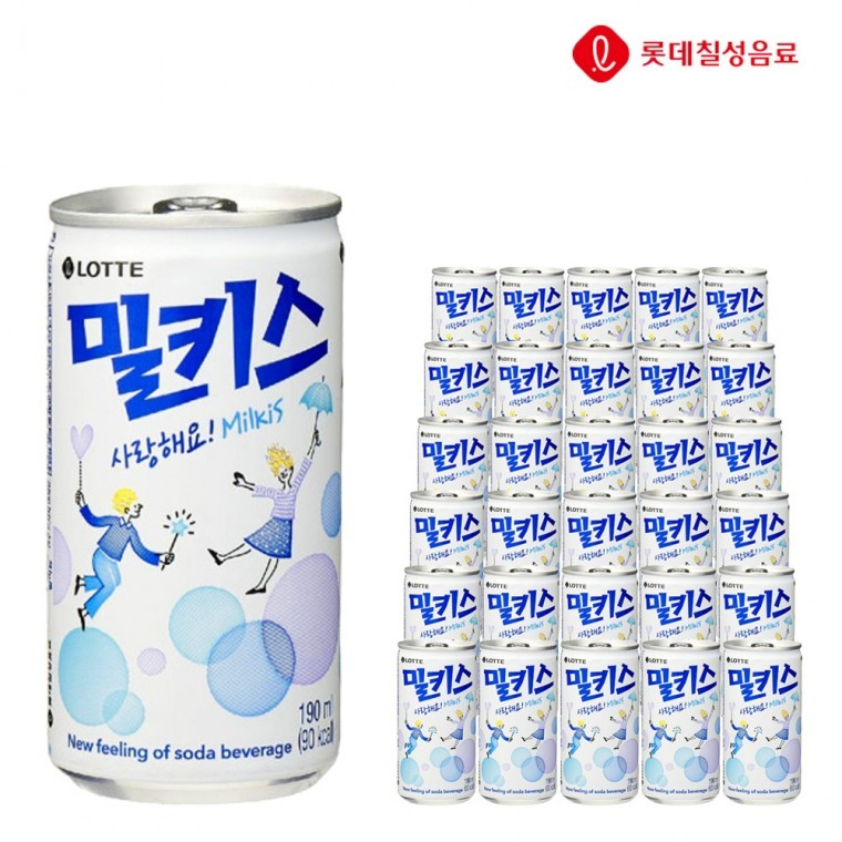 롯데칠성 밀키스 190ml X 30개 밀키스캔 캔음료 소다맛 사무실간식 탄산음료 : 도토리남매