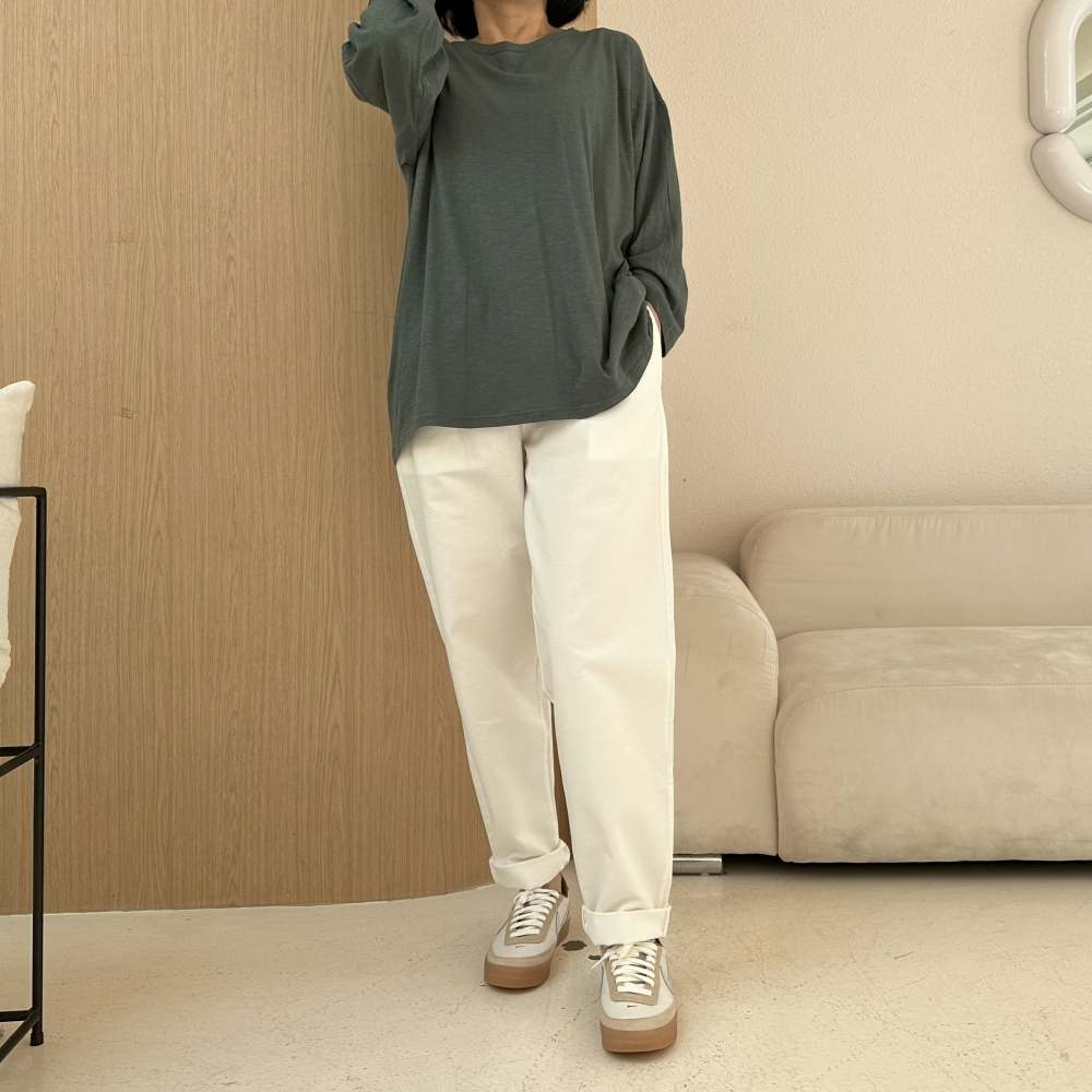 30-44 빅사이즈 자체제작 밴드 배기 팬츠 밑위 긴 면 스판 바지 XL 2XL 3XL : 에스빅샵