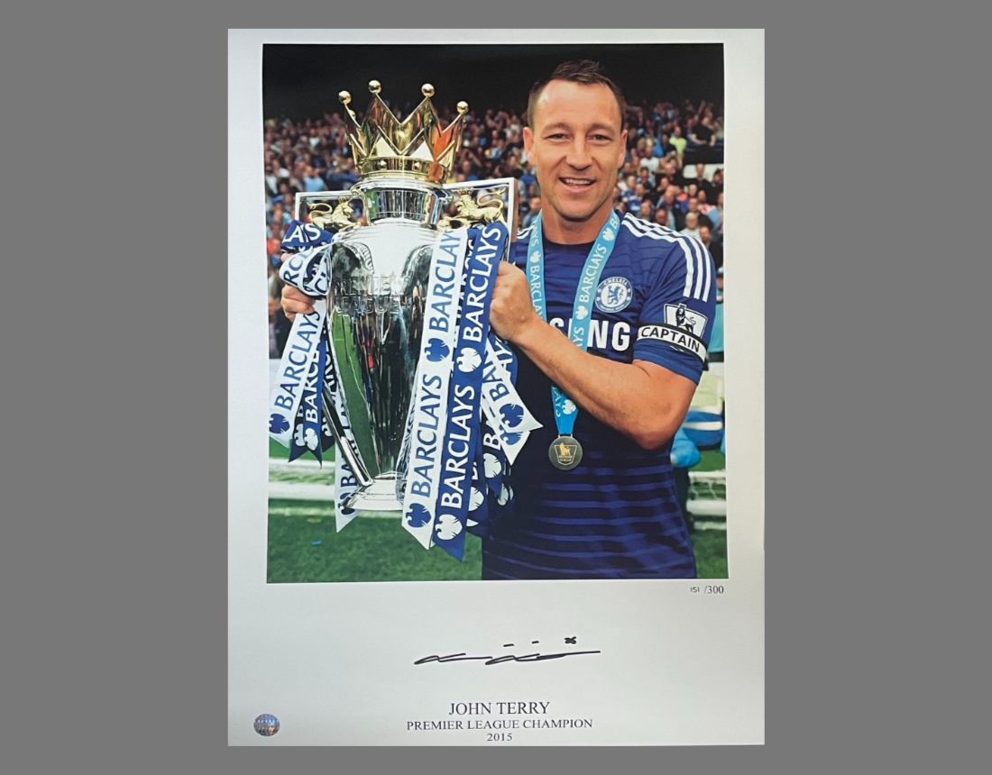 존 테리 EM(Exclusive Memorabilia) 인증 300장 한정 친필 사인 첼시 포토 액자 : 스포츠 스토리지