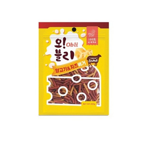 [만땅] 국내산 오블리 양고기&치즈버거100g / 애견간식 : 만땅하우스