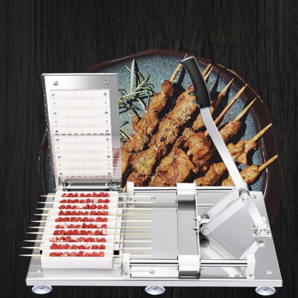 Satay 꼬치 기계 BBQ 스테인레스 스틸 케밥 도구 도너 고기 착용 스트링 기계 : 유진유통 유진유통