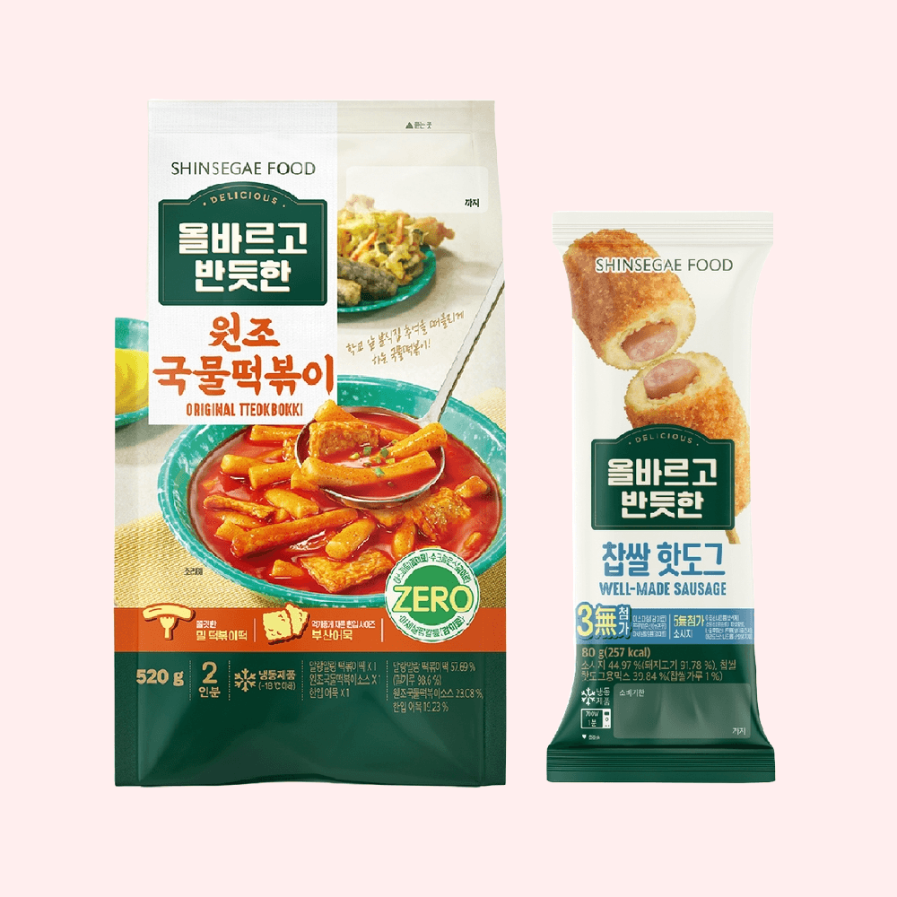 신세계푸드 분식 국물 떡볶이 2팩 + 찰 핫도그 5개  아이 간식 자취 캠핑 : 라이프 부스터