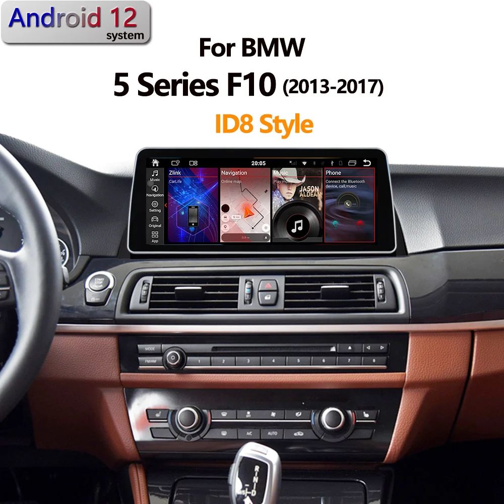 bmw안드로이드 애플 호환 자동차 라디오 멀티미디어 플레이어 안드로이드 12 카플레이 DVD GPS 네비션 BMW 5 시리즈 F10 F11 G30 용... 
