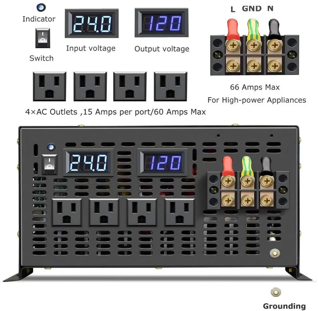 태양광패널 순수 사인파 인버터 10000W 24V ~ 220V 12V 36V 48V 72V 96V 110V DC 120V 230V 240V AC 컨버터 태양광 패널 보조배터리... 
