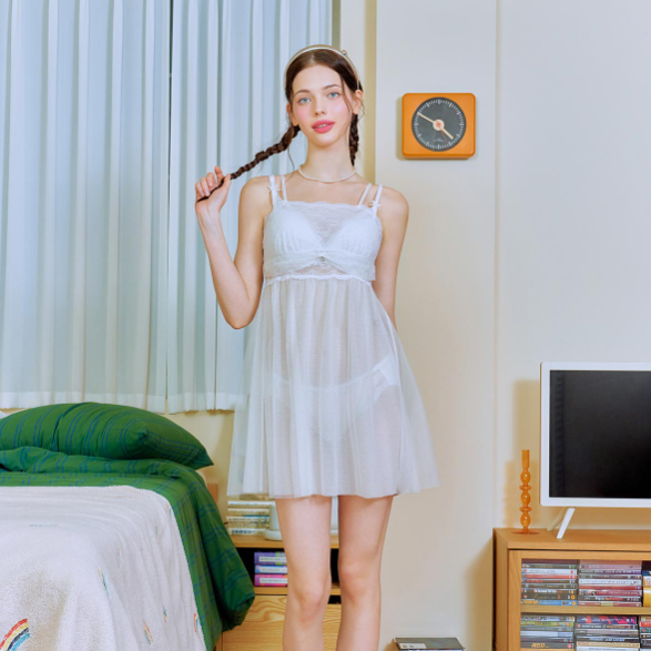 비너스솔브 웨딩슬립 흰슬립 끈나시원피스잠옷 이벤트 시스루 미니드레스 야한속옷 예쁜SLIP : 비너스 와코루 솔브진영점