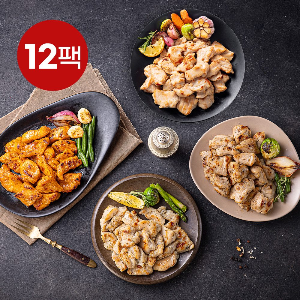 (혼합)흑닭 한입 닭가슴살 100g 4종 12팩 : 흑자헬스마켓
