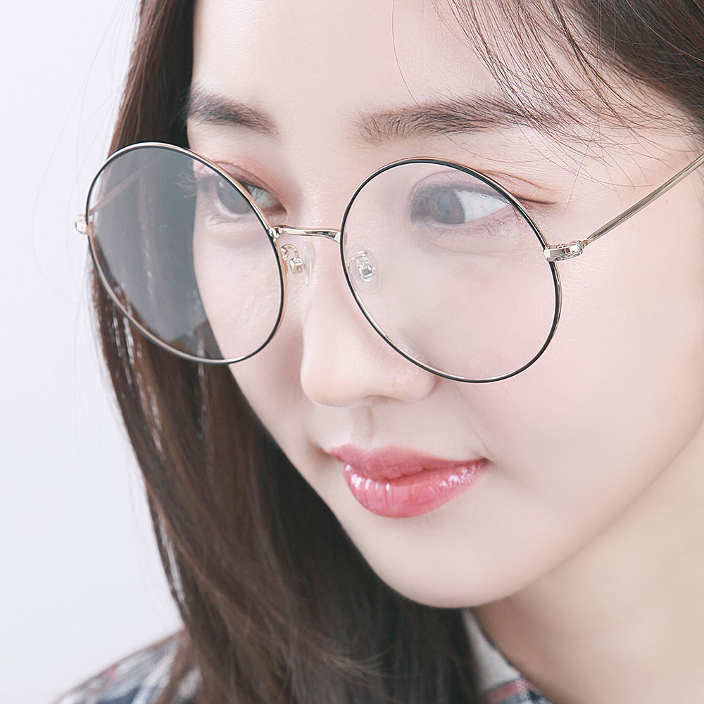 국내생산 정원형 안경테 UV 자외선 블루라이트차단 청광렌즈 시력보호 무도수 둥근 안경태 : 빛깔고은
