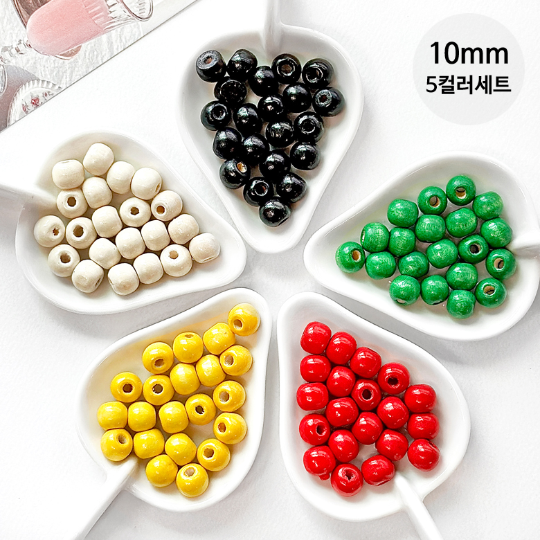 헤세드 (5컬러세트) 10mm 나무구슬 우드구슬 비즈 복음팔찌 전도팔찌 선교팔찌 (100p) : 더헤세드