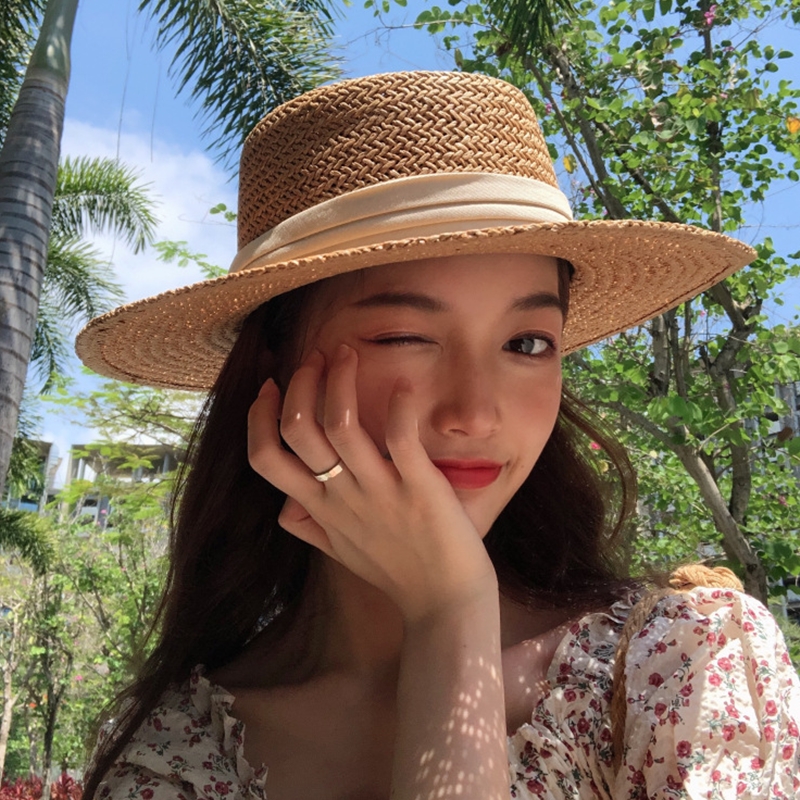 라피아햇 파나마햇 보터햇 클래식 렌 여름 바캉스 라탄 왕골 여행 여성 밀짚 모자 페도라 : 아이엠써니