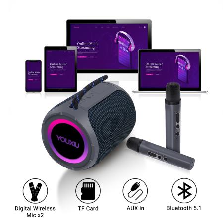 휴대용 블루투스 스피커, 360 도 스테레오 서브우퍼, IPX7 방수 지지대 TF TWS 무선 스피커, 마이크 2 개 포함, 40W : 영자컴퍼니
