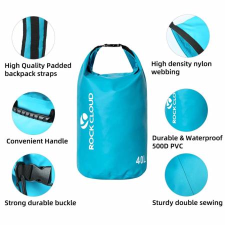 Rock Cloud 드라이 백 방수 30L 자루 카약 래프팅 보트 비치 서핑 수영 카누 캠 : 크러시온스토어