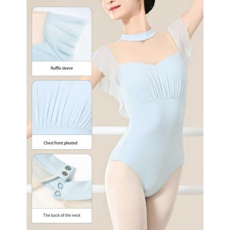 DanceDaily Women Mock Neck Ballet Leotards Ruffle : 크러시온스토어