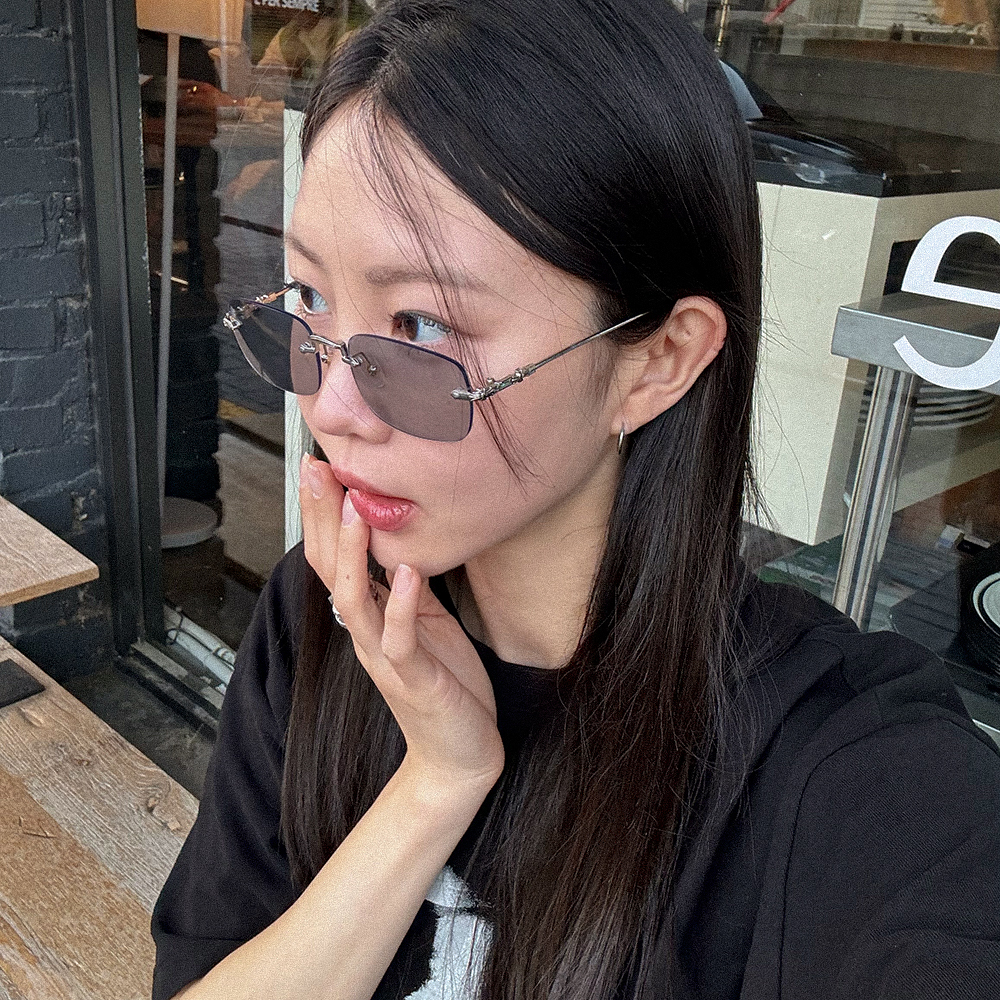 사각 무테 안경 변색렌즈 긱시크 y2k 레트로 패션 선글라스 베베 : 아이러브안경