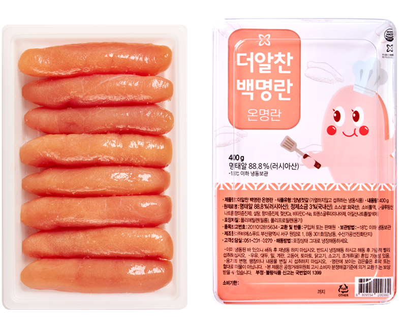 [1+1] 더알찬 백명란 400g 500g 무색소 저염 실속형 못난이 파지 가정용 대용량 분란 선동 구이 HACCP 위생제조 : 비에스푸드 명란젓