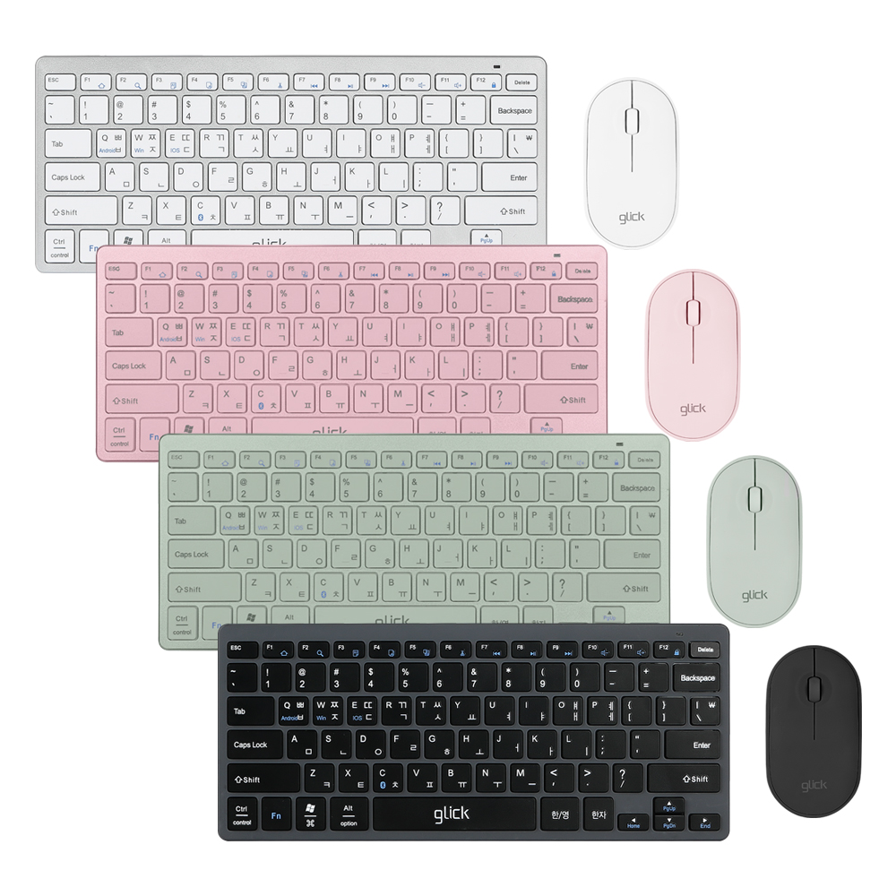지클릭커 오피스프로 마카롱 무선 블루투스 키보드 마우스 세트 WMK30 핑크 : KXG