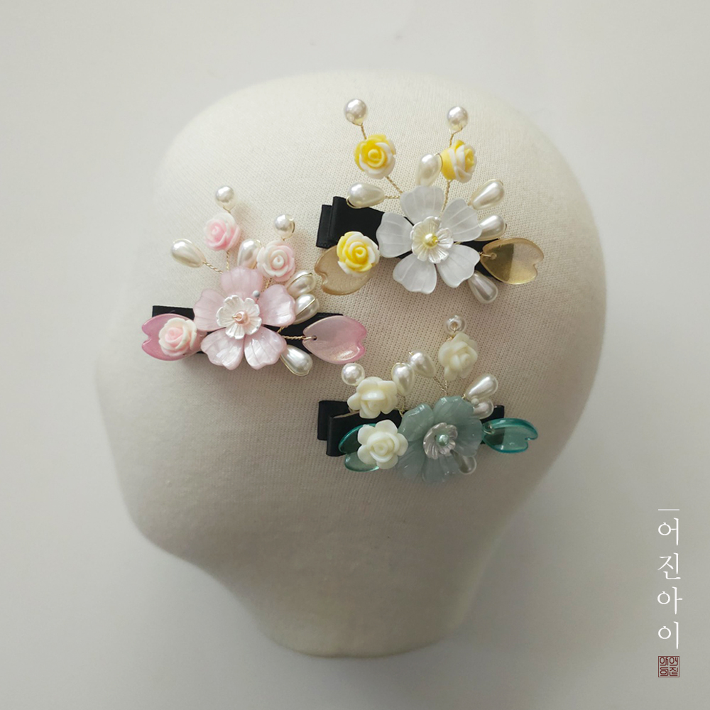 헤어핀 - 채린 플라워 한복장신구 여아한복 : 어진아이