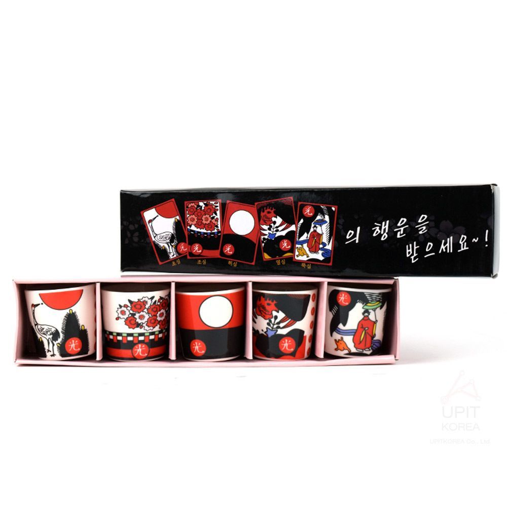 소주잔 선물용 잔 5P 술잔 주방용품 컵 소주컵 장식용 오광 : BLUE ICON