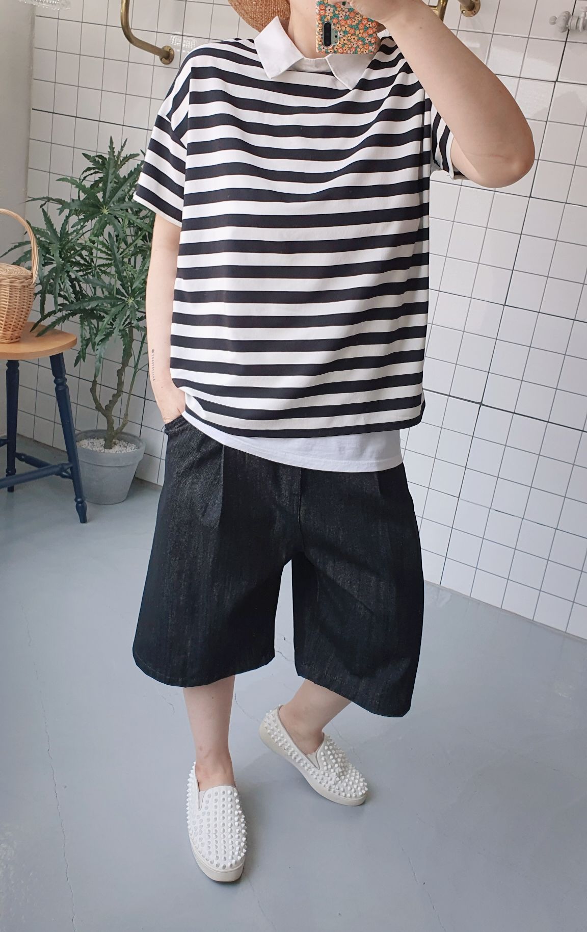 가로스트라이프 셔츠 카라 블라우스 : 제이엠스토리