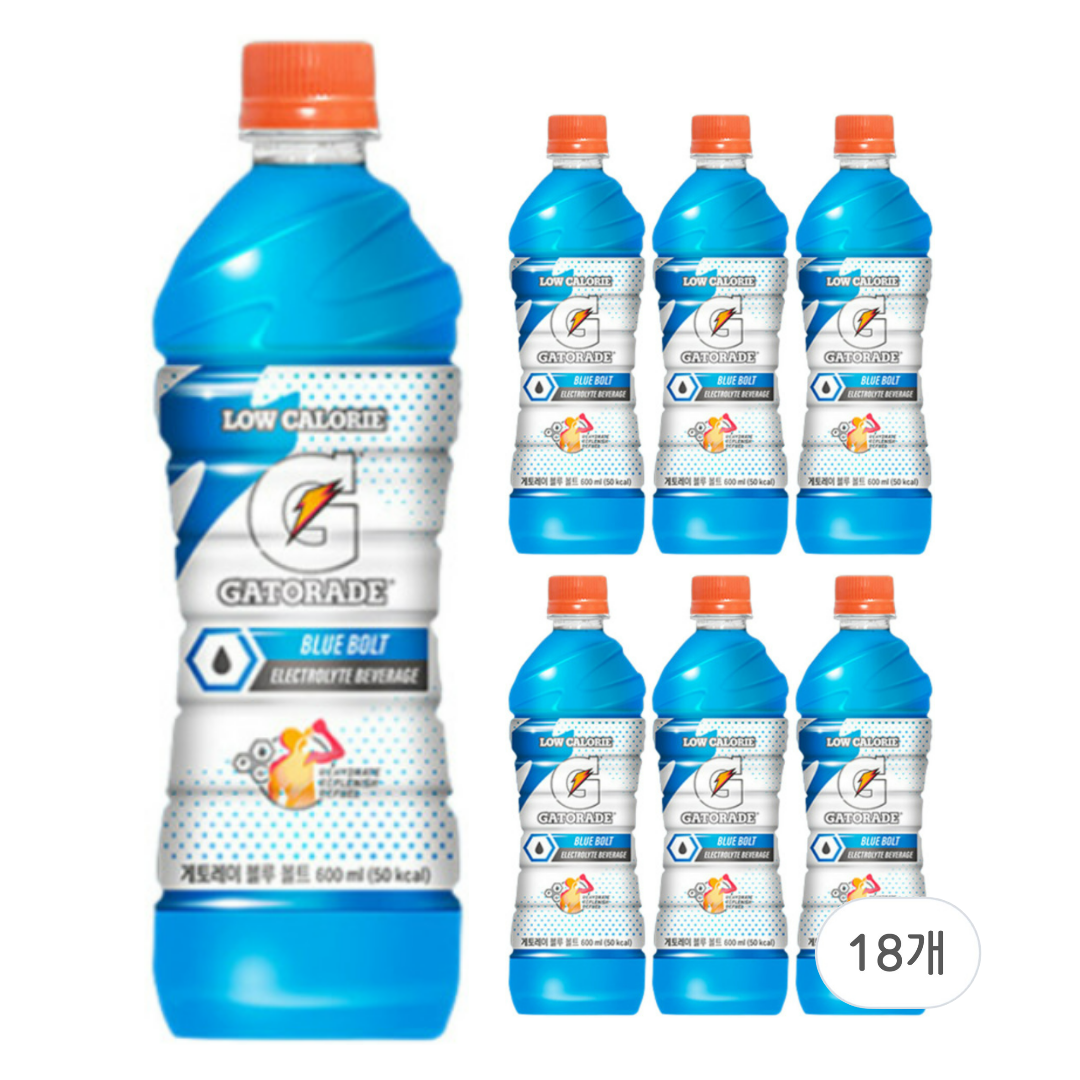 게토레이 이온음료 로우칼로리 블루볼트 600ml PET 18개 저칼로리 스포츠 드링크 : 빅퍼니스토어