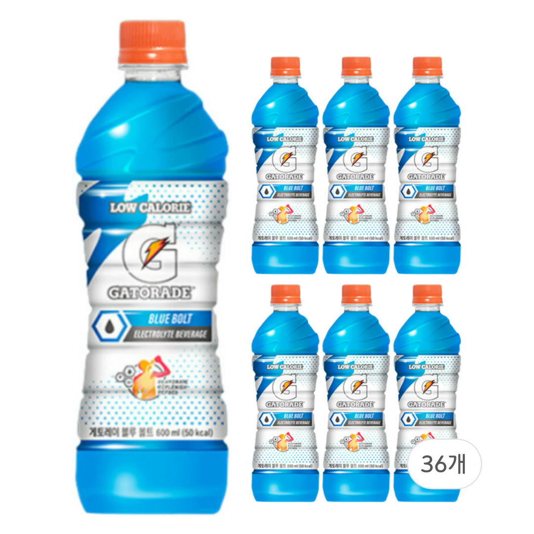 게토레이 이온음료 로우칼로리 블루볼트 600ml PET 36개 저칼로리 스포츠 드링크 : 빅퍼니스토어