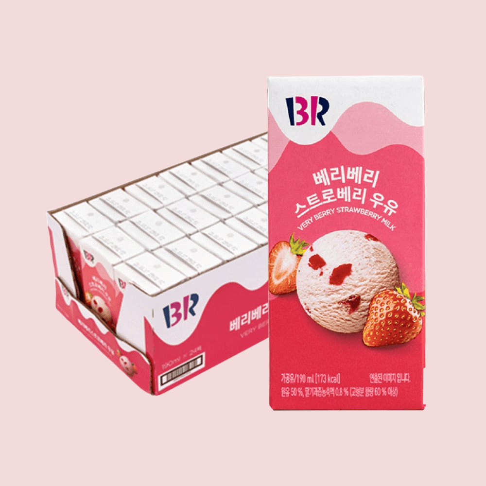 배스킨라빈스 베리베리스트로베리 딸기 우유 190ml 24개 간식 : 라이프 부스터