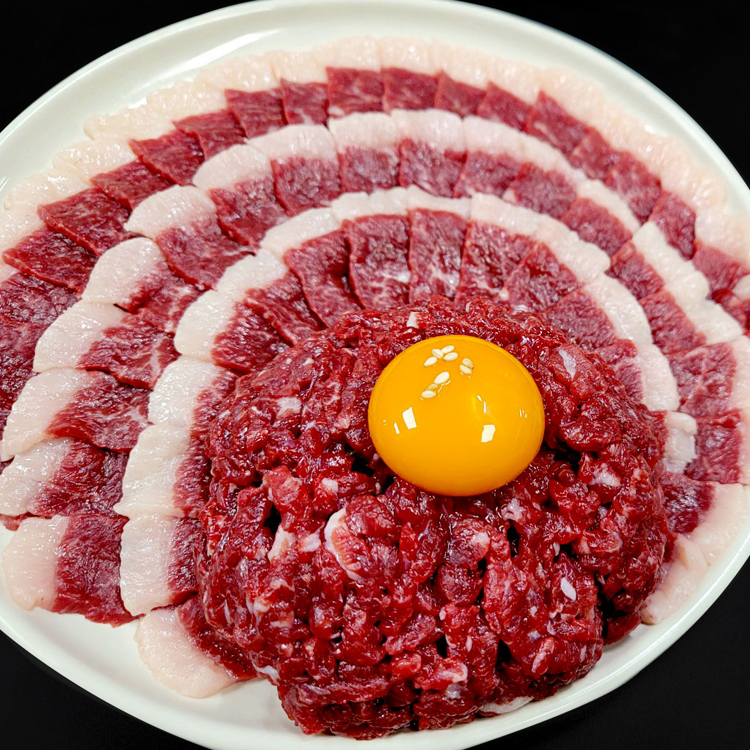 1++한우 차돌사시미+육회세트 500g 생고기 생차돌 육사시미 : 동인축산