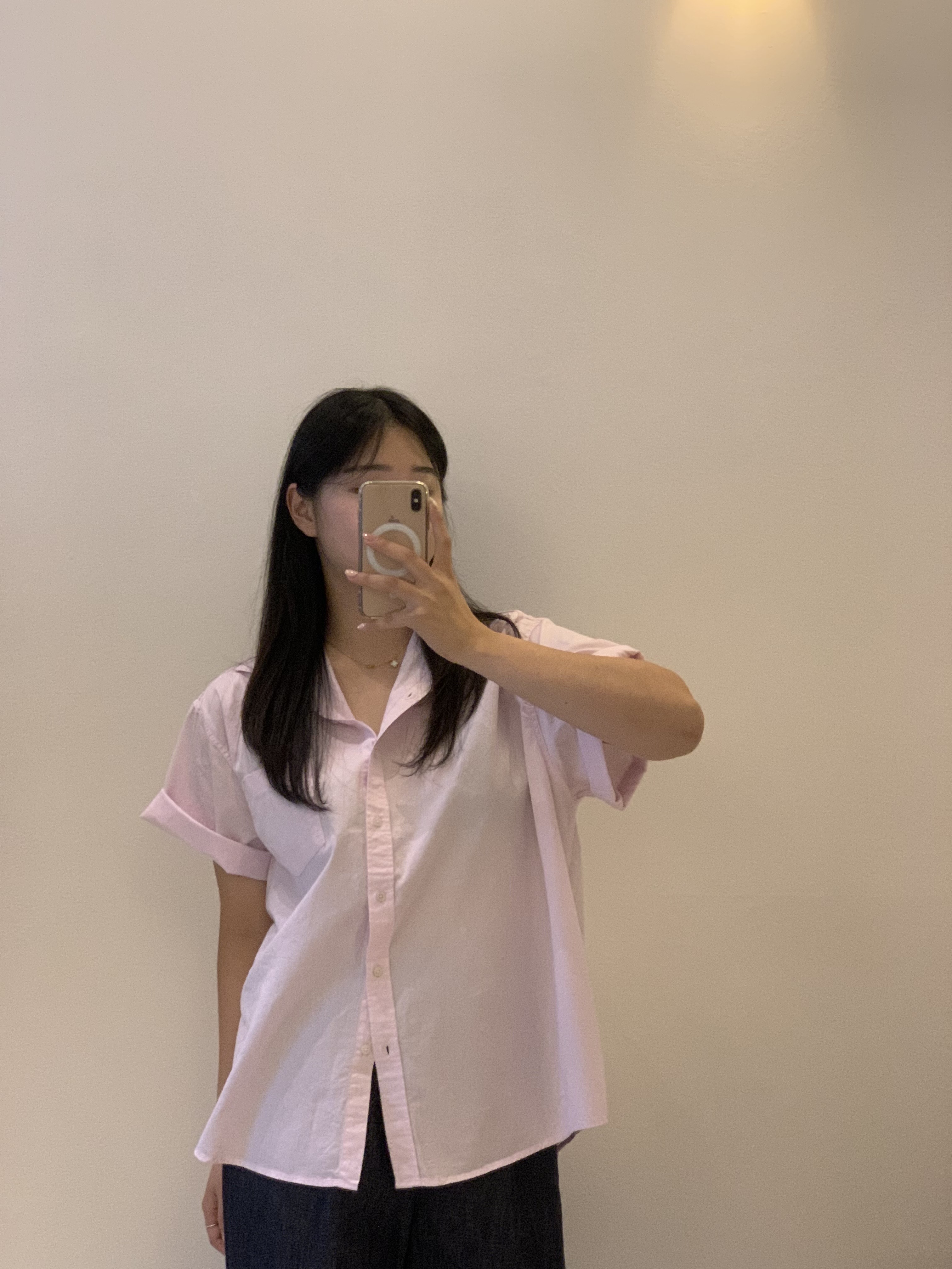 루즈핏 워싱 반팔 포켓 셔츠 : 비웜