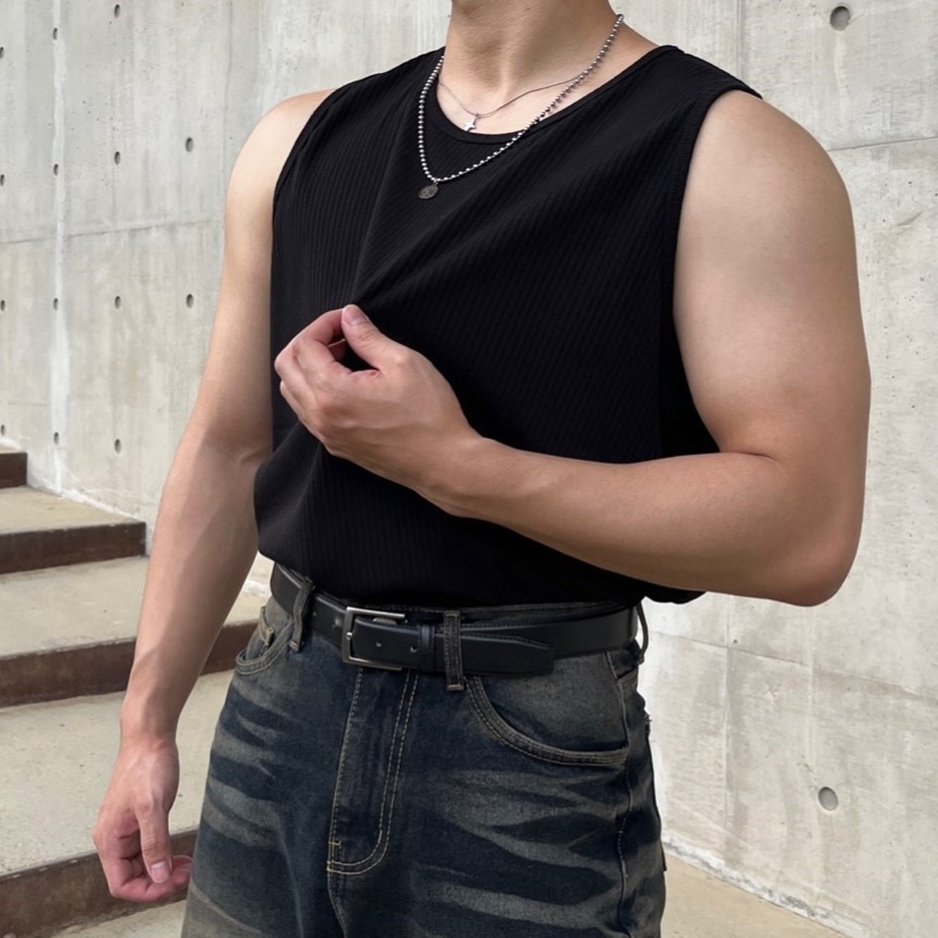 남자오버핏민소매 남자오버핏나시 남자골지나시 : 홀리핏 HOLY FIIIT