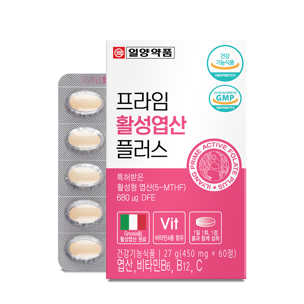 일양약품 프라임 활성 엽산 60정 6박스(12개월분) 임산부 수유부 4중복합기능성 : 그린코어몰