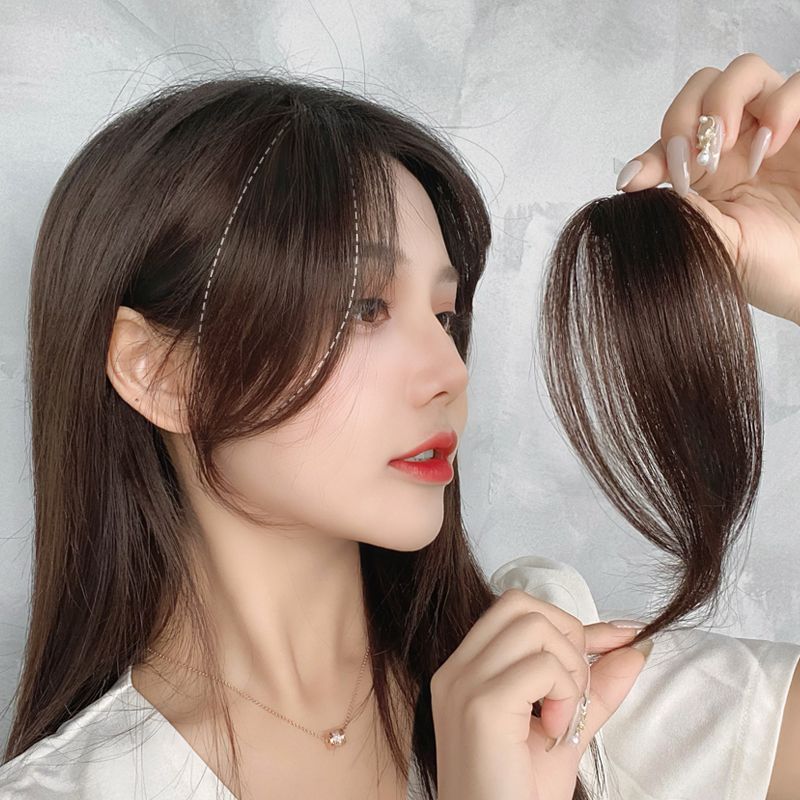 사이드뱅 앞머리 가발 내추럴 헤어 피스 여자 애교머리 이마 가리기 자연스러운 탑커버 : 만물가판대