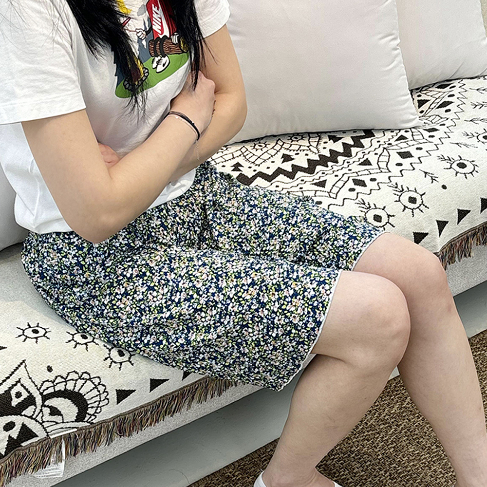 할미 플리츠 플라워팬츠 몸빼바지 촌캉스 냉장고 반바지 여름 쿨 꽃바지 : 바이리빙