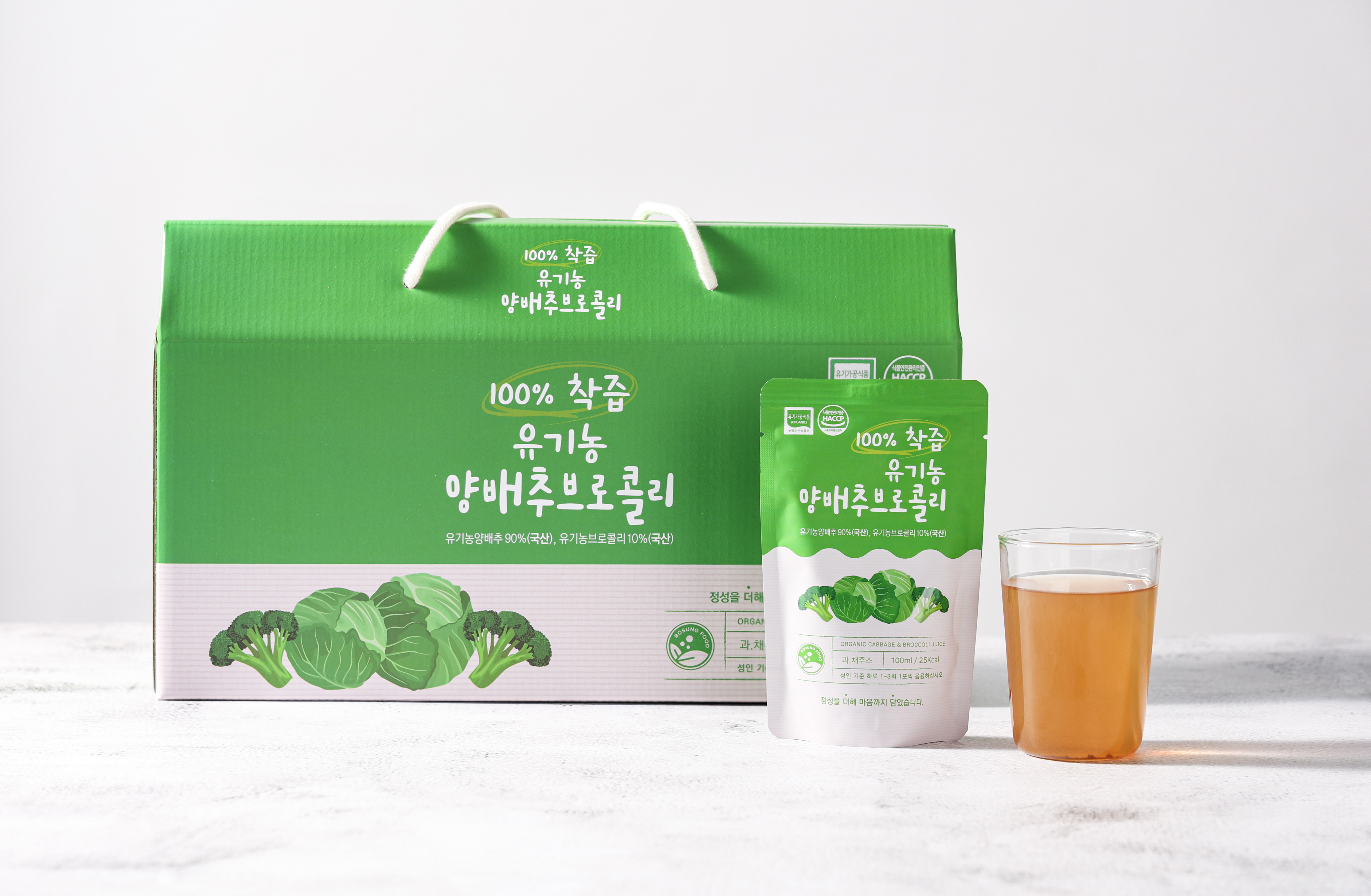 [HACCP인증, 유기가공인증] 더담 100% 착즙 유기농 양배추브로콜리즙 100ml x 30개입 과채주스 : 더담푸드