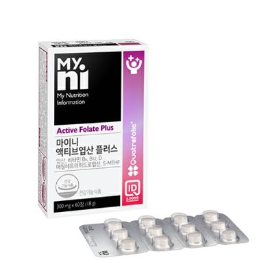 [일동] 마이니 액티브엽산 플러스 300mg 60정 2개월분 비타민B D : 뉴그린팜