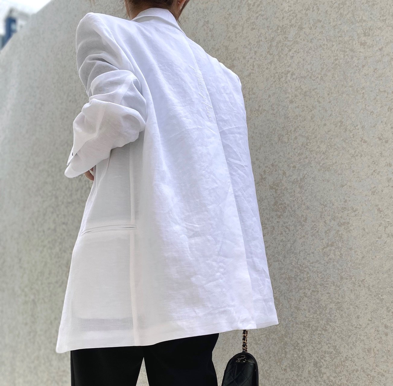 자수 린넨 포켓 자켓 여름 원포켓 하프기장 백 슬릿 포멀한 아우터 ING 아이엔지 : MI:U 미유