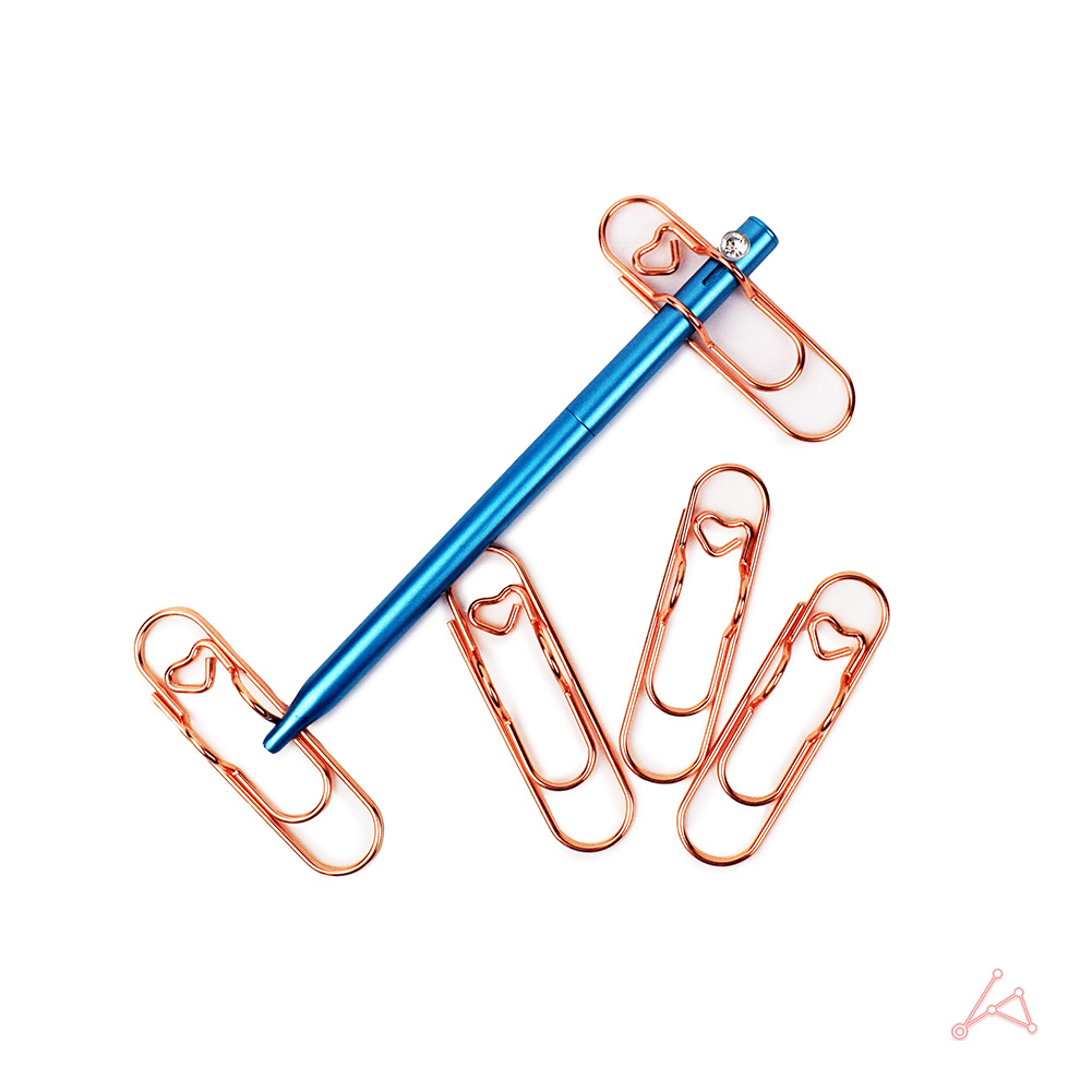 사무용 서류 페이퍼 종이 클립 문서 펜꽂이 하트클립 5pcs 실버 : 페스타피치