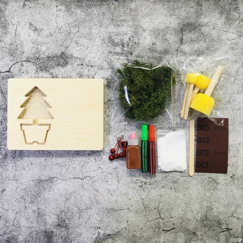 스칸디아모스 DIY 크리스마스트리 탁상용액자 키트 수업재료 천연이끼 : 교림공방