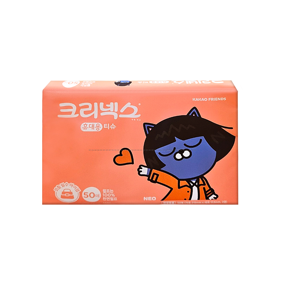 크리넥스 카카오프렌즈 휴대용티슈 50매, 20팩 : 씨엔유통