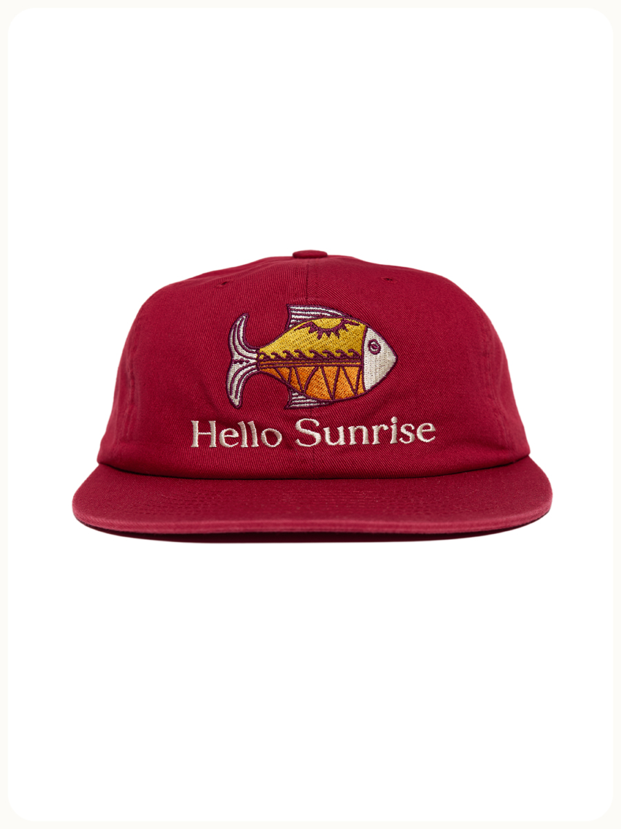 [헬로선라이즈]  HS Ethnic Fish 6Panel Cap (Red) 에스닉 피쉬 6패널캡 : 레이지리버