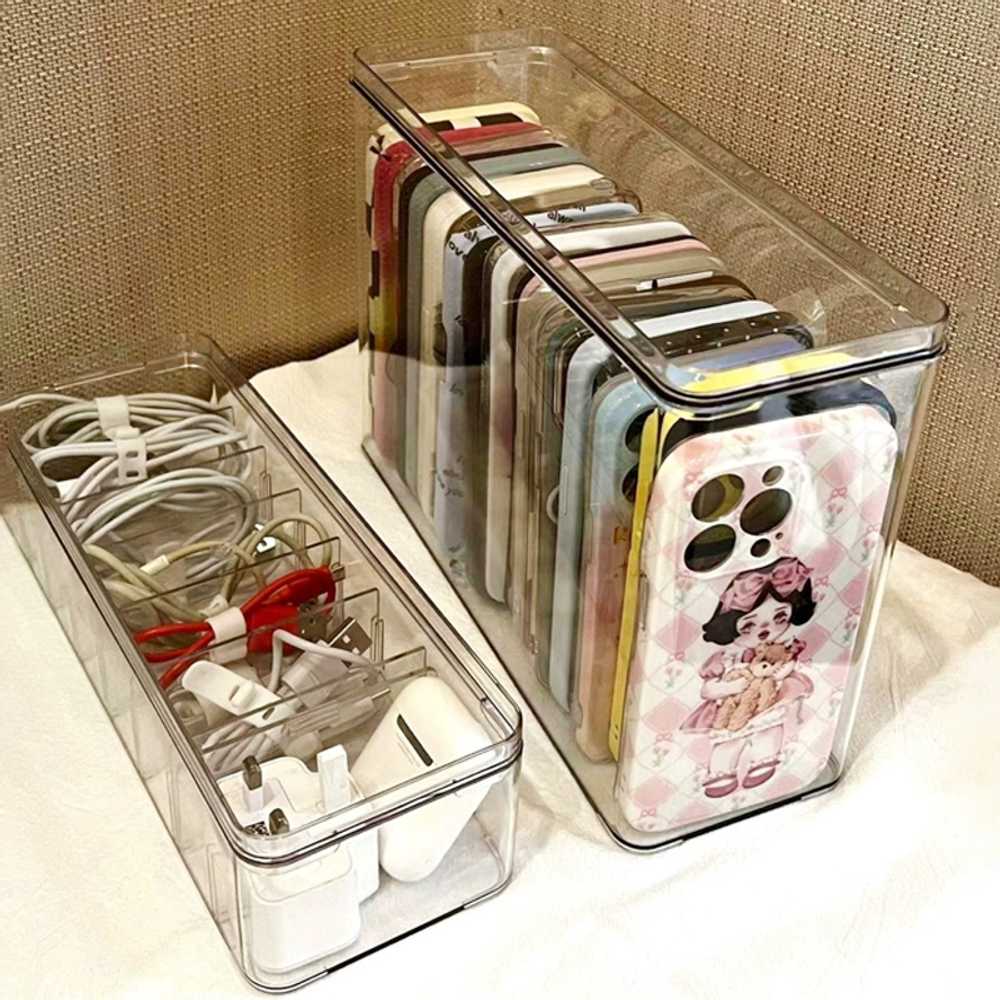 투명 휴대폰케이스 보관함 이어폰 케이블 아크릴 USB 수납함 정리함 케이블 보관함 8칸 : msub