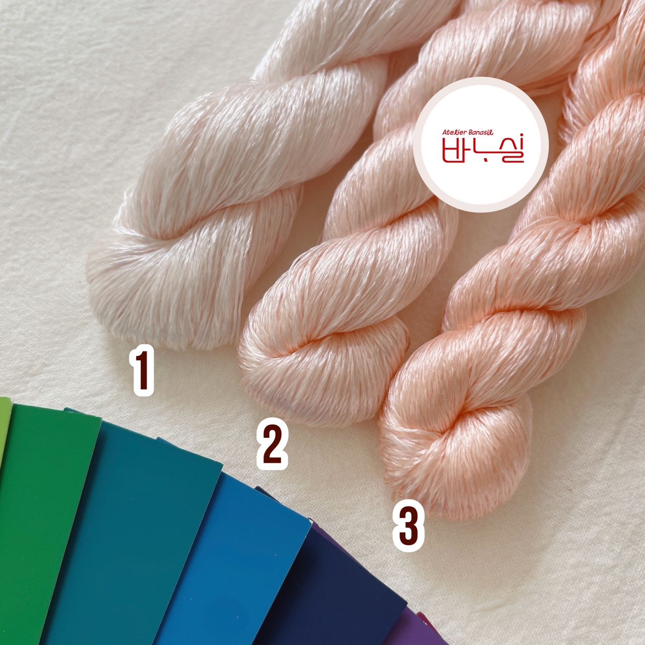 전통자수실 반푼사 옅은환타색 3색 : 전통자수공방 바나실