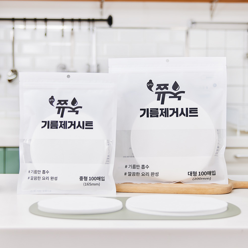 지니 쮸욱 기름제거시트 중형/대형 100매 국내생산 국물기름흡수 쭈욱 : 지니트레저