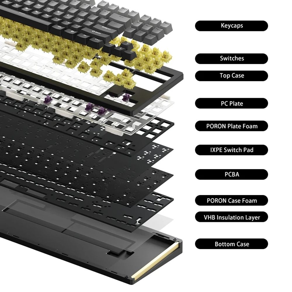 블루투스키보드 Akko Monsgeek M3W 기계식 키보드 TKL 멀티 모드 알루미늄 CNC 개스킷 마운트 핫스왑 남향 RGB 백라이트 : 직구천사1