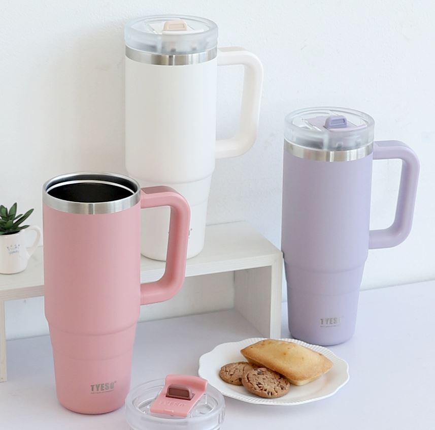 대용량 텀블러 손잡이 보온보냉 텀블러 대형 차량용 900 ml 그린 : 엔젤궁